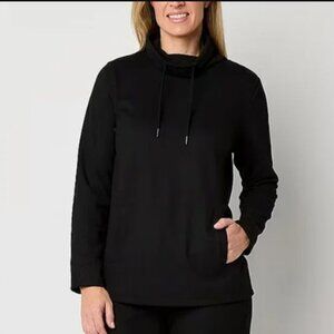 Liz Claiborne Womens Cowl Neck Long Sleeve Tunic Top, Black, XL, NWOT